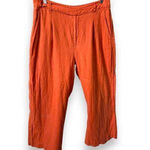 Madewell The Harlow Wide-Leg Crop Pant in 100% Linen Dark Copper - Size 14